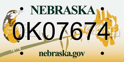 0K07674 Nebraska License Plate