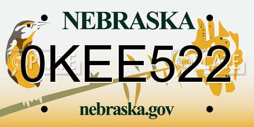 0KEE522 Nebraska License Plate