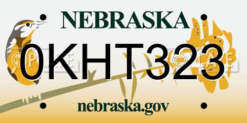 0KHT323 Nebraska License Plate