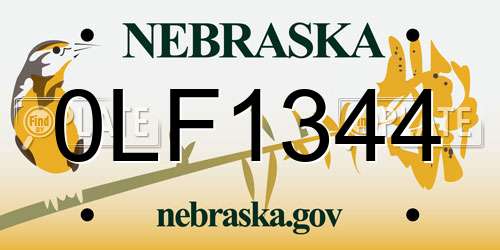 0LF1344 Nebraska License Plate