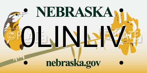 0LINLIV Nebraska License Plate