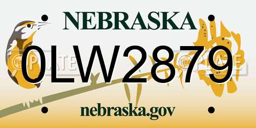 0LW2879 Nebraska License Plate