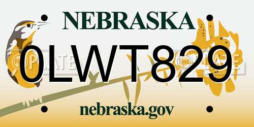 0LWT829 Nebraska License Plate