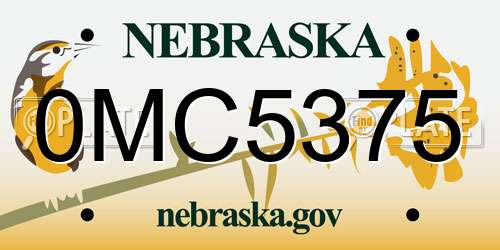 0MC5375 Nebraska License Plate