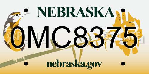 0MC8375 Nebraska License Plate