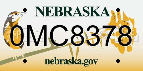 0MC8378 Nebraska License Plate
