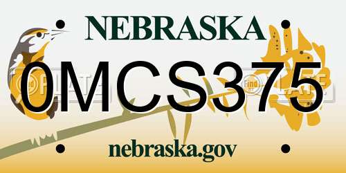 0MCS375 Nebraska License Plate