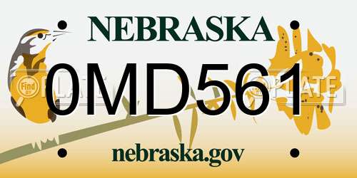 0MD561 Nebraska License Plate