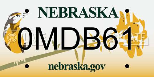 0MDB61 Nebraska License Plate