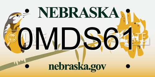 0MDS61 Nebraska License Plate