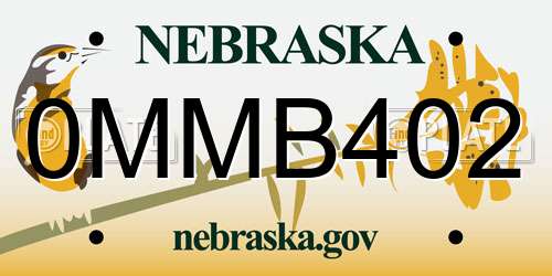 0MMB402 Nebraska License Plate
