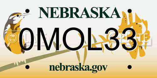 0MOL33 Nebraska License Plate