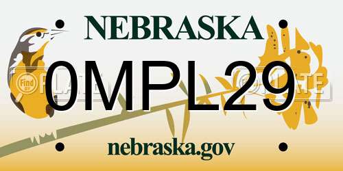 0MPL29 Nebraska License Plate