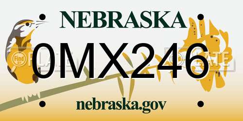0MX246 Nebraska License Plate