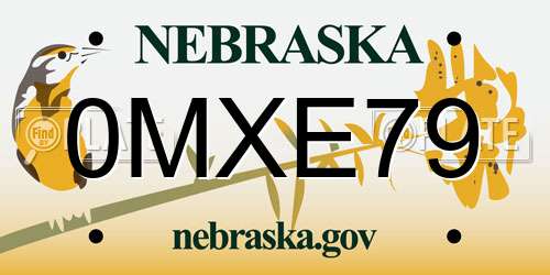 0MXE79 Nebraska License Plate