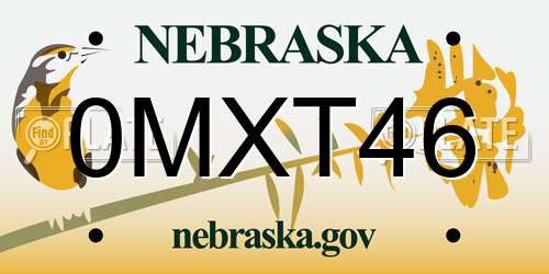0MXT46 Nebraska License Plate