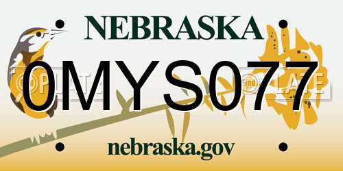0MYS077 Nebraska License Plate