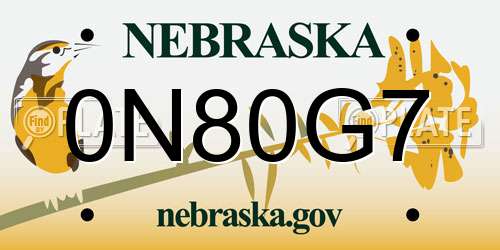0N80G7 Nebraska License Plate