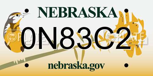 0N83C2 Nebraska License Plate