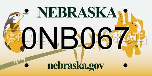 0NB067 Nebraska License Plate