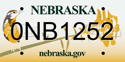 0NB1252 Nebraska License Plate