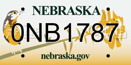 0NB1787 Nebraska License Plate