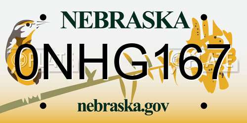0NHG167 Nebraska License Plate