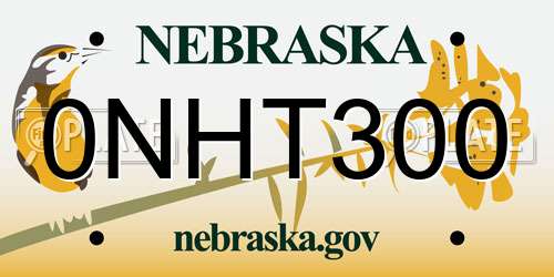 0NHT300 Nebraska License Plate