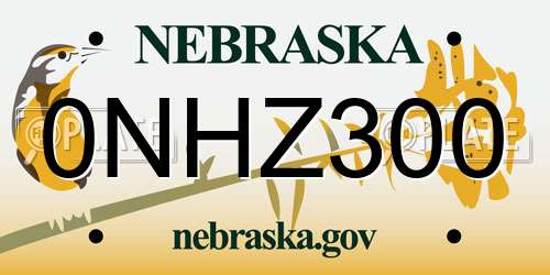 0NHZ300 Nebraska License Plate