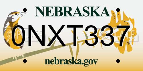 0NXT337 Nebraska License Plate