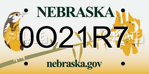0O21R7 Nebraska License Plate