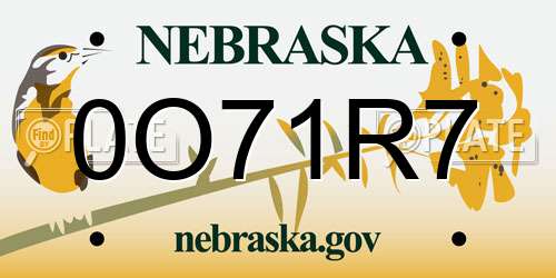 0O71R7 Nebraska License Plate