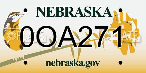 0OA271 Nebraska License Plate