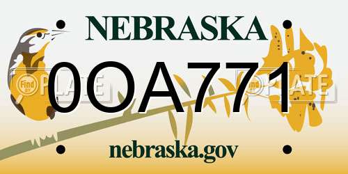 0OA771 Nebraska License Plate