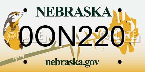 0ON220 Nebraska License Plate
