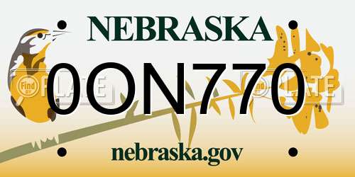 0ON770 Nebraska License Plate