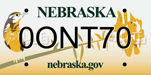 0ONT70 Nebraska License Plate