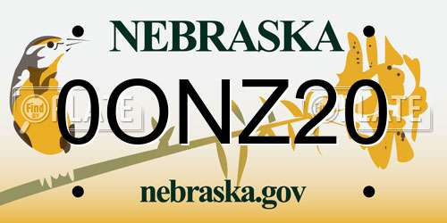 0ONZ20 Nebraska License Plate