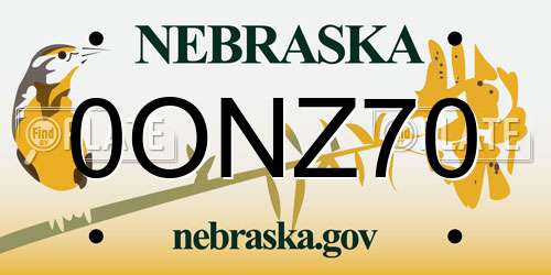 0ONZ70 Nebraska License Plate