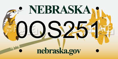 0OS251 Nebraska License Plate