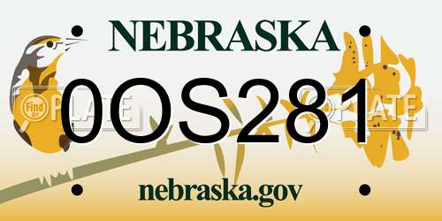 0OS281 Nebraska License Plate