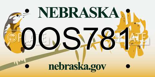 0OS781 Nebraska License Plate