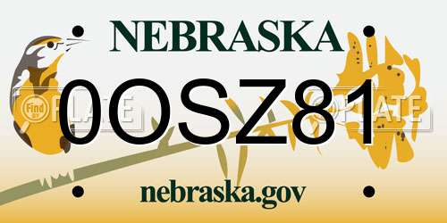 0OSZ81 Nebraska License Plate