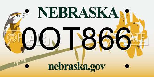 0OT866 Nebraska License Plate