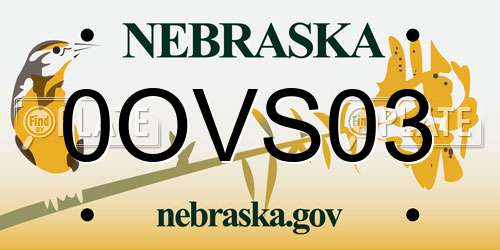 0OVS03 Nebraska License Plate