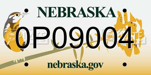 0P09004 Nebraska License Plate