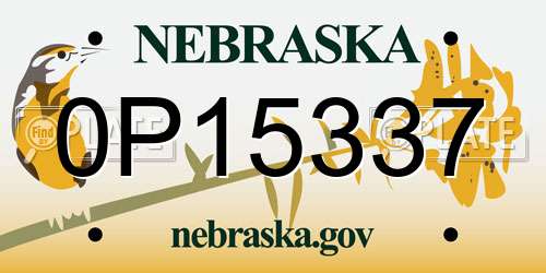 0P15337 Nebraska License Plate
