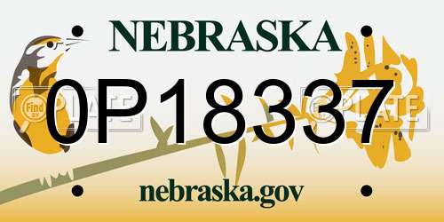 0P18337 Nebraska License Plate