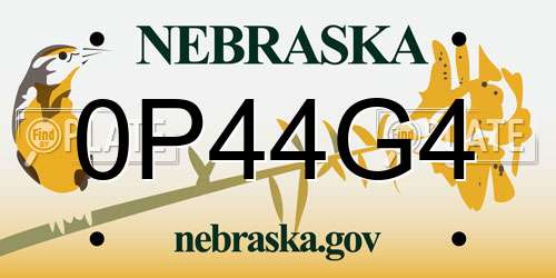 0P44G4 Nebraska License Plate