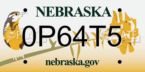 0P64T5 Nebraska License Plate